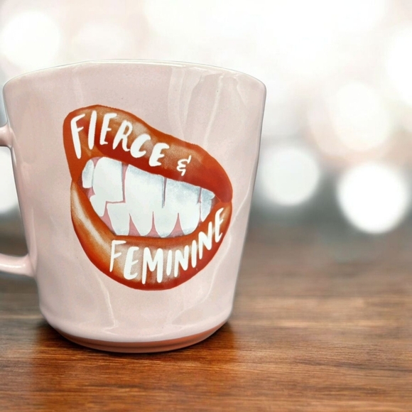 Pink & Red Glossy, Ceramic Mug, Fiercely Feminine, Coffee Cup NWOT - Picture 2 of 7